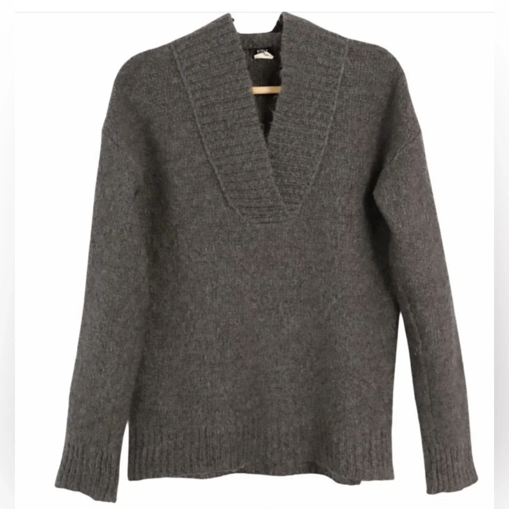 J. Crew Gray Mohair Wool Blend V-Neck Sweater Size Small
